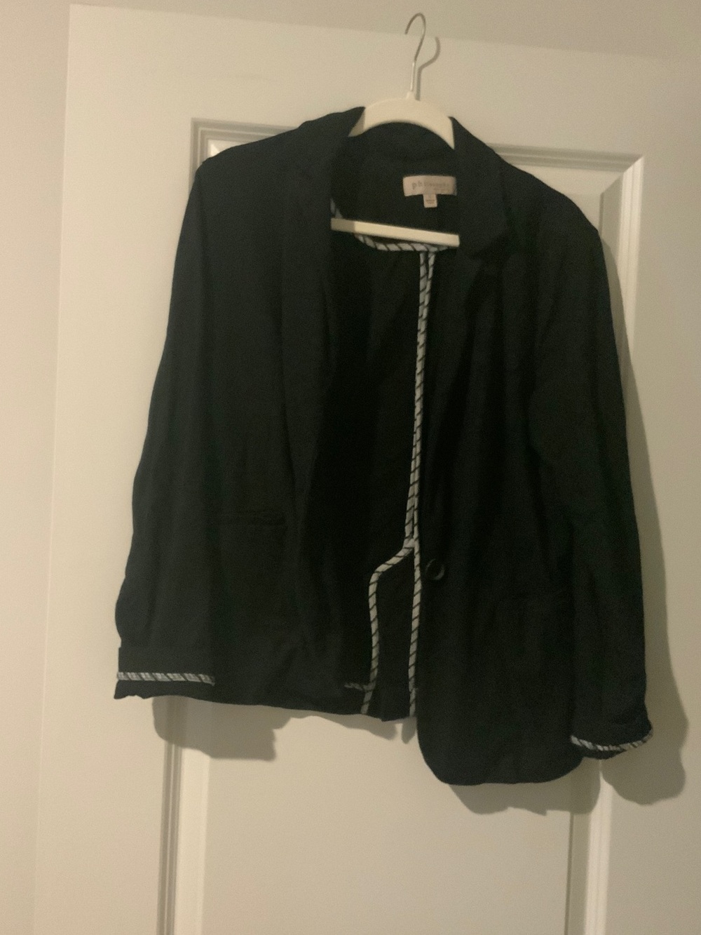 Philosophy Black Blazer with White Contrast Piping